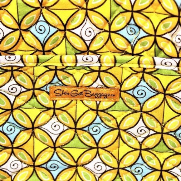 She's Got Baggage Large Yellow Print Multi-Pocket Sunflower Tote Bag - Picture 16 of 16